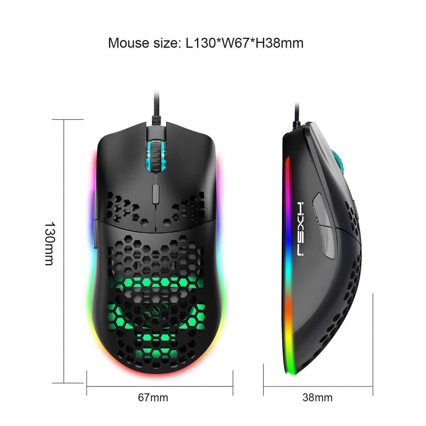 Lightweight Honeycomb Shell Hole Game Wired Mouse