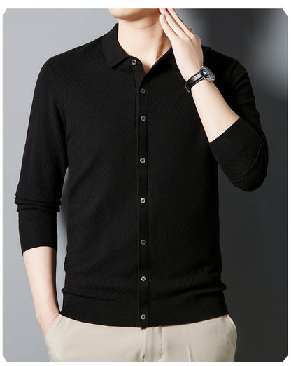 Autumn Men's Fashion Urban Juan Velvet Knitted Solid Color Bottoming Shirt