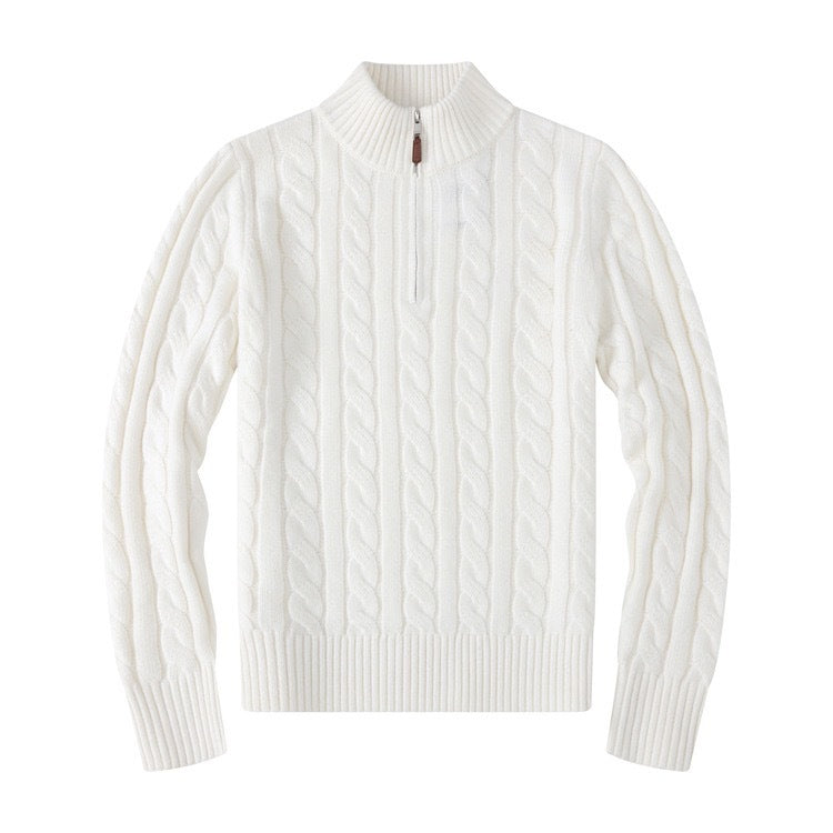 Men's Half-height Zip Twist Knit Bottoming Shirt