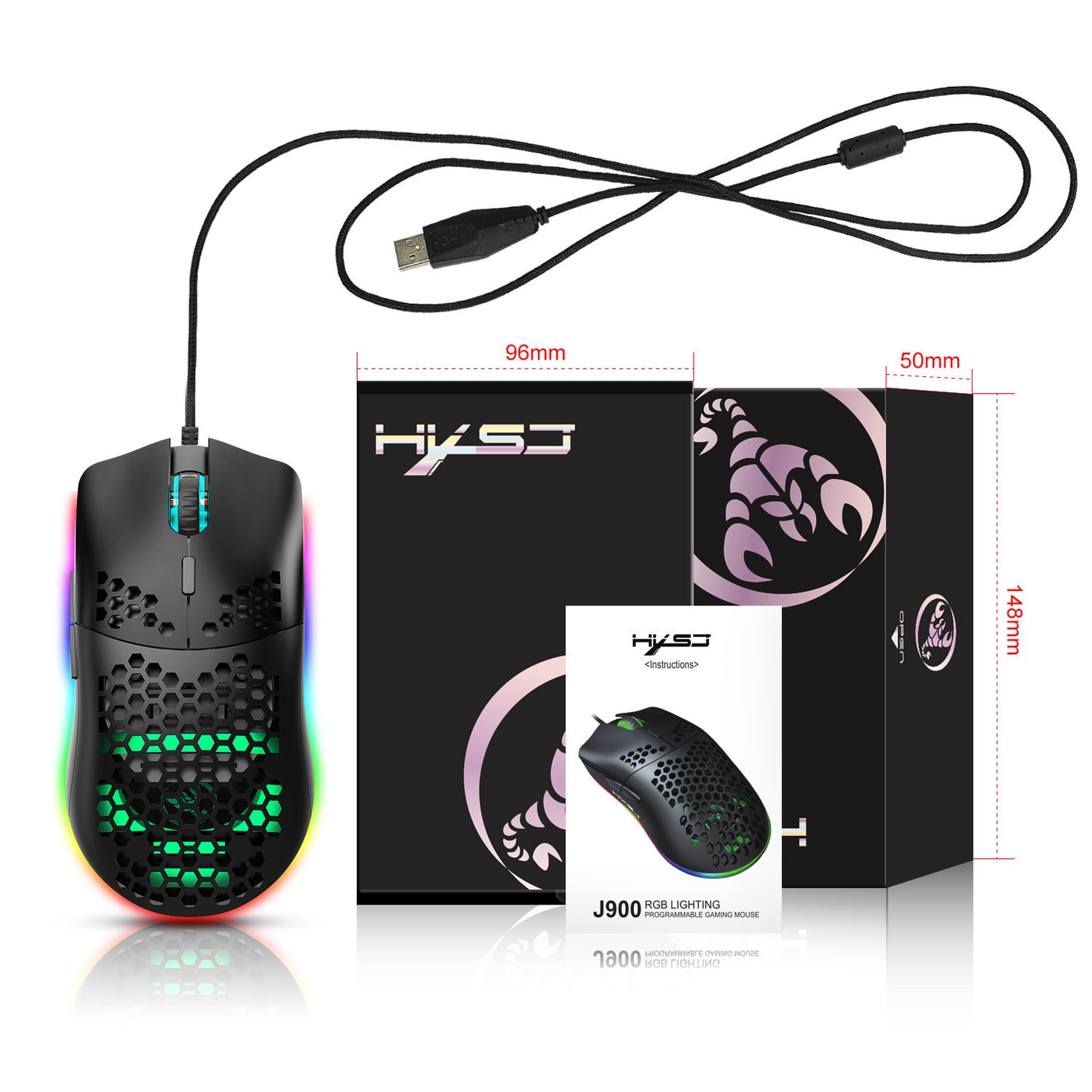 Lightweight Honeycomb Shell Hole Game Wired Mouse