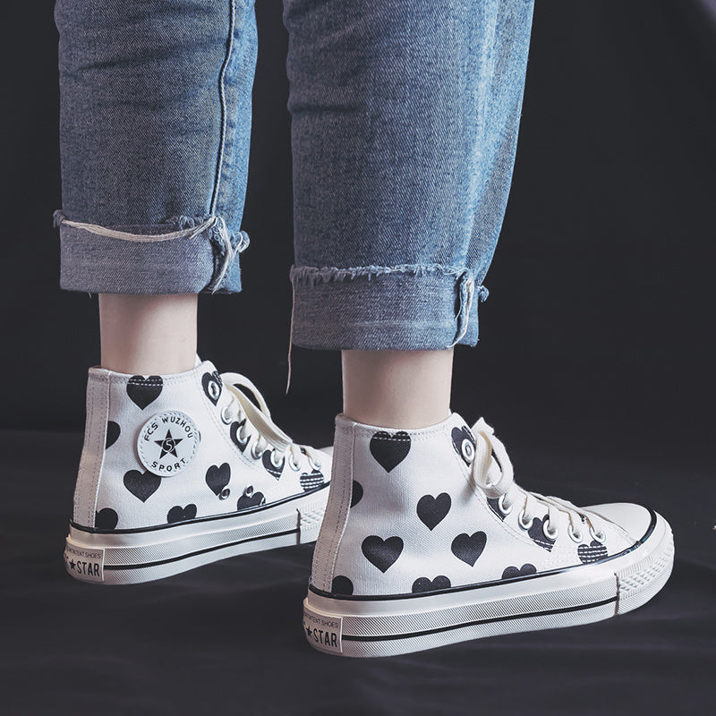 Fashion Brand New High-top Canvas Shoes Women's White Shoes