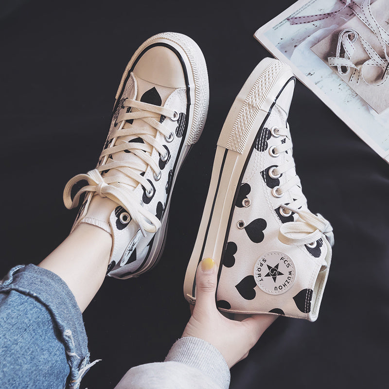 Fashion Brand New High-top Canvas Shoes Women's White Shoes