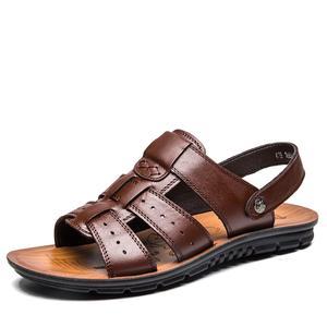 Summer New Style Men's Large Size Casual Sandals  Toe Cowhide Beach Shoes Sandals And Slippers Men's Shoes Foreign Trade