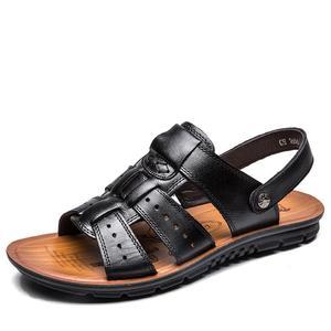 Summer New Style Men's Large Size Casual Sandals  Toe Cowhide Beach Shoes Sandals And Slippers Men's Shoes Foreign Trade