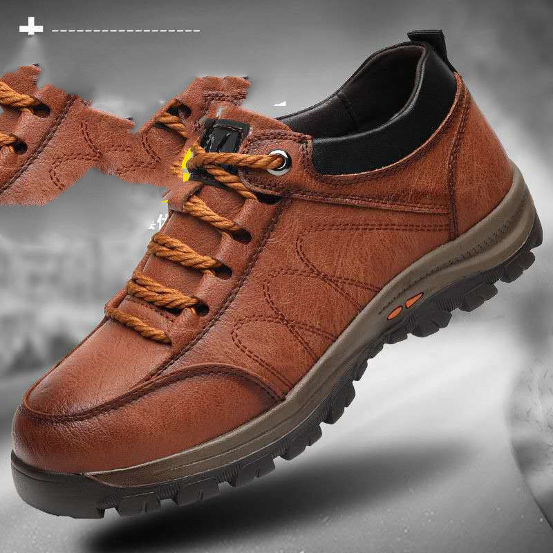 Winter Plus Cashmere Warmth Trend New Men's Casual Leather Shoes Running Sports Shoes