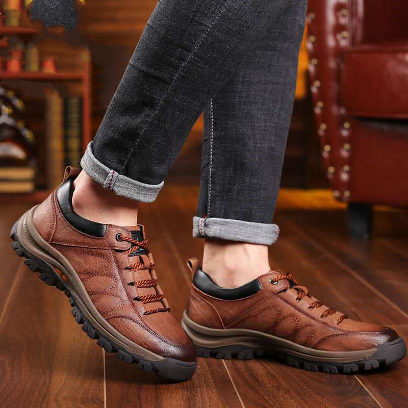 Winter Plus Cashmere Warmth Trend New Men's Casual Leather Shoes Running Sports Shoes