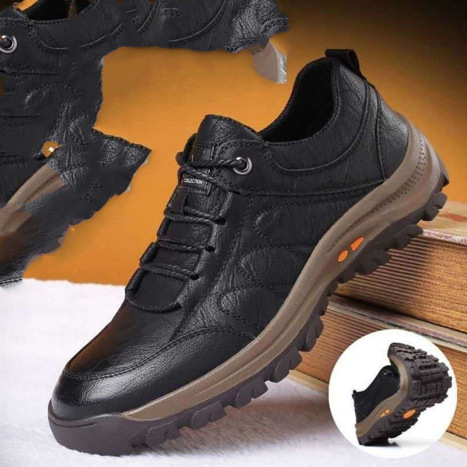 Winter Plus Cashmere Warmth Trend New Men's Casual Leather Shoes Running Sports Shoes