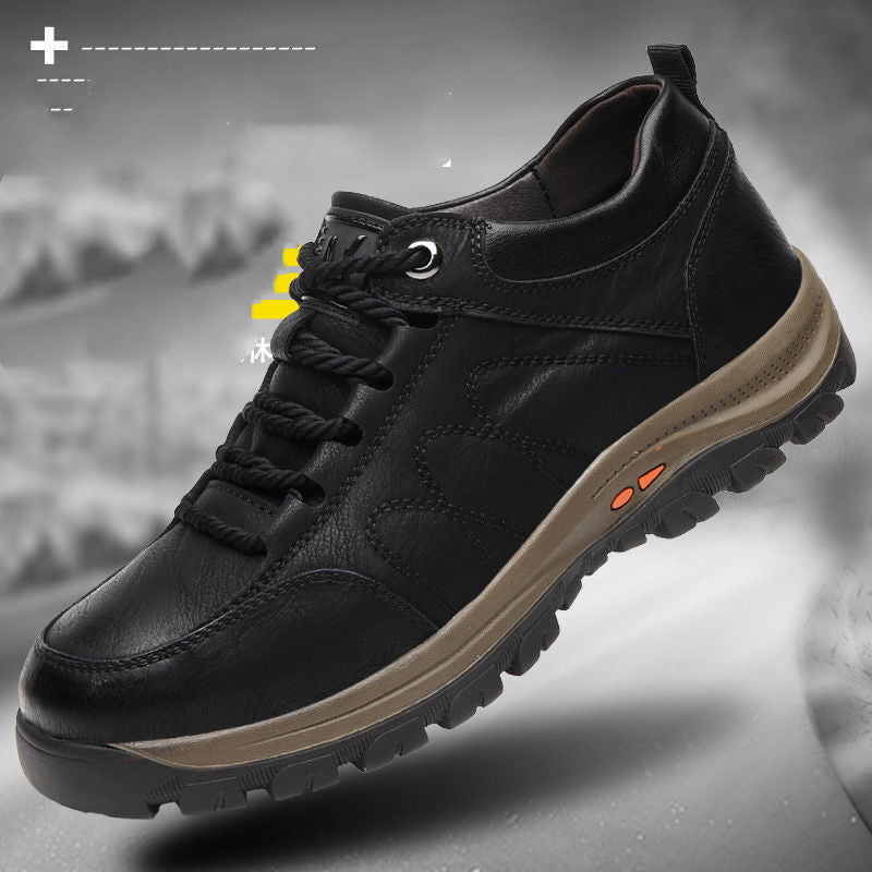 Winter Plus Cashmere Warmth Trend New Men's Casual Leather Shoes Running Sports Shoes