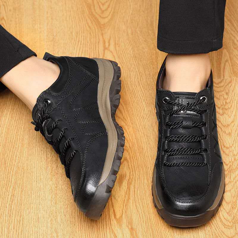 Winter Plus Cashmere Warmth Trend New Men's Casual Leather Shoes Running Sports Shoes