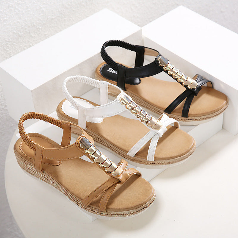 Women'S Casual Wedge Platform Metal Sandals