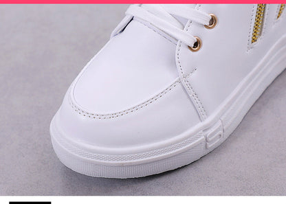 Thick-soled High-top Women's Shoes Spring And Autumn Lace-up White Shoes Casual Women's Shoes