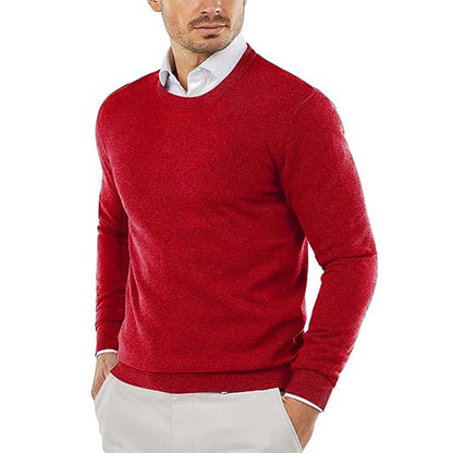 Men's Round Neck Sweater Sweater Solid Color Casual Long Sleeves