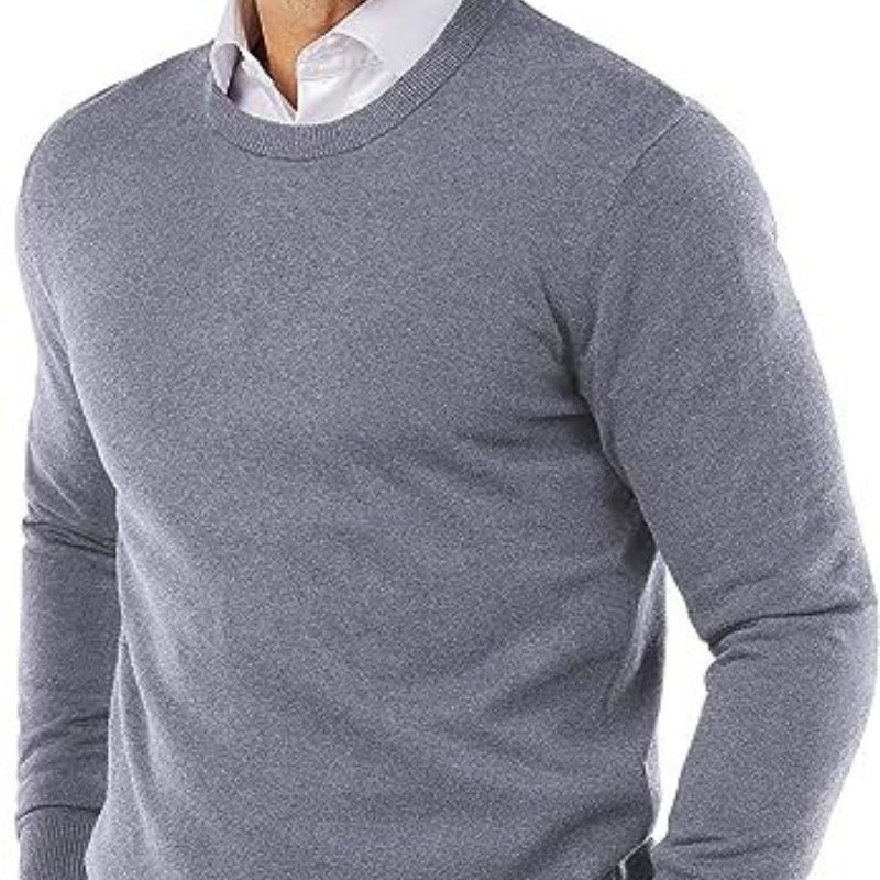 Men's Round Neck Sweater Sweater Solid Color Casual Long Sleeves