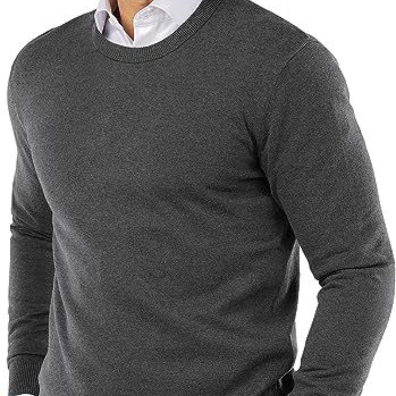 Men's Round Neck Sweater Sweater Solid Color Casual Long Sleeves