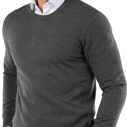 Men's Round Neck Sweater Sweater Solid Color Casual Long Sleeves