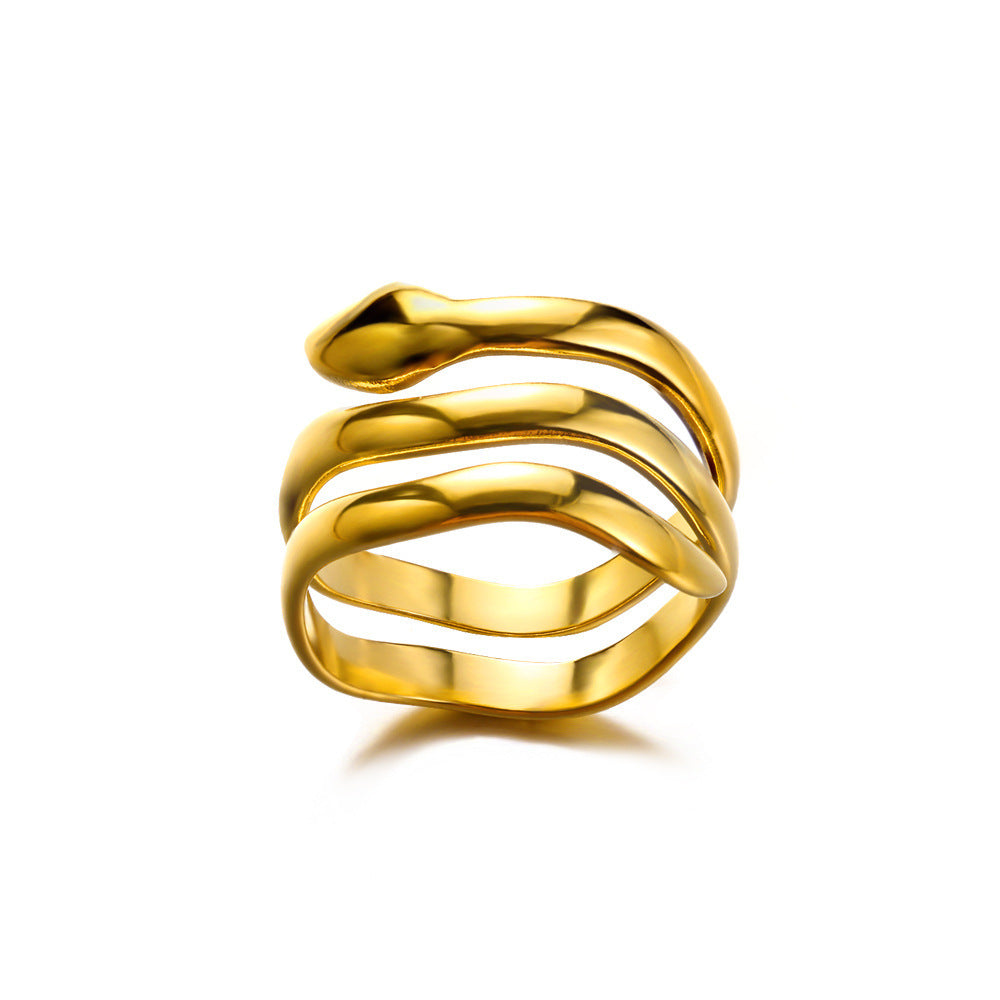 Titanium Steel No Fading 18K Gold Snake Ring