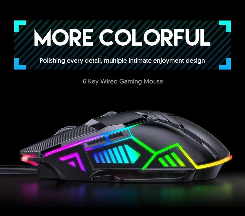 Wired Mouse 6D Colorful Dazzling E-sports Games Office Mute Luminous Mouse