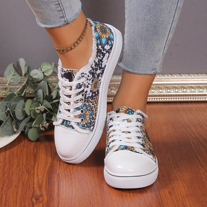 Versatile Flat Bottomed Student Lace Up Canvas Shoes