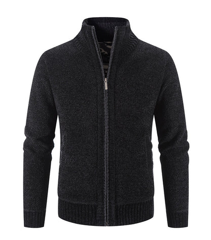 Men's Jacket Knitwear Autumn And Winter Fleece Lined Padded Warm Keeping Cardigan