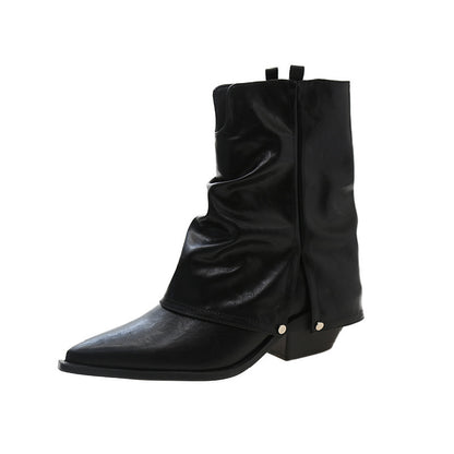 Women's Mid-calf Pointed Chunky Heel High Heel Fashion Boots