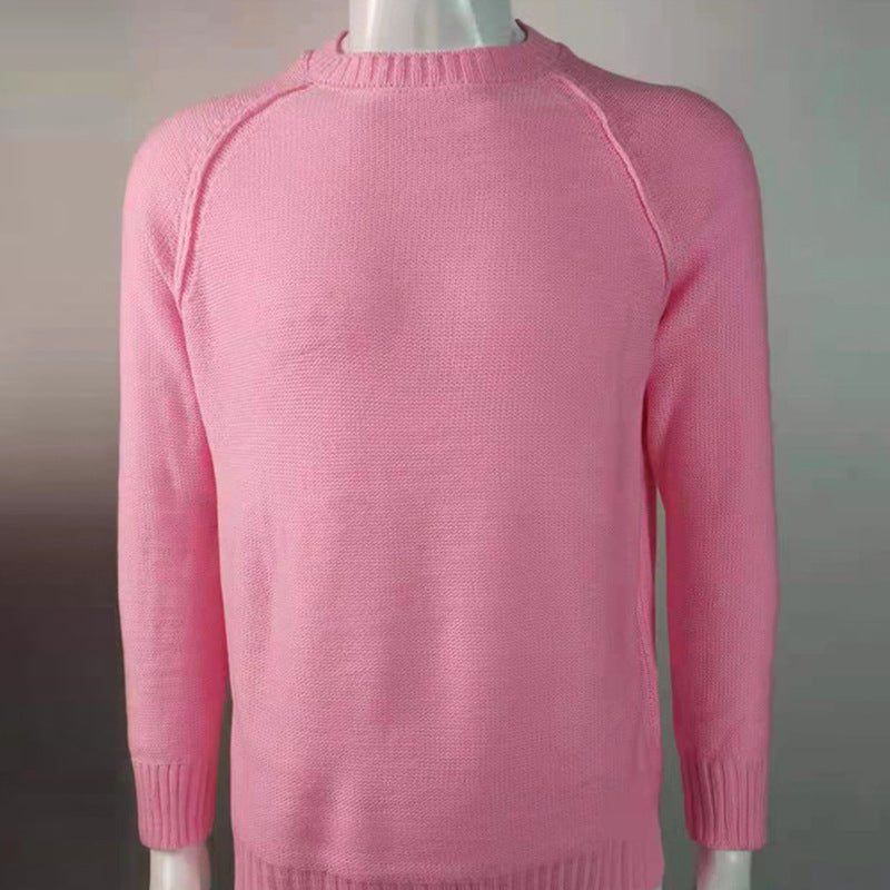 Men's Shirt Solid Color Round Neck Knitted Sweater