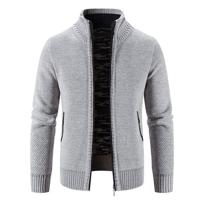 Men's Jacket Knitwear Autumn And Winter Fleece Lined Padded Warm Keeping Cardigan