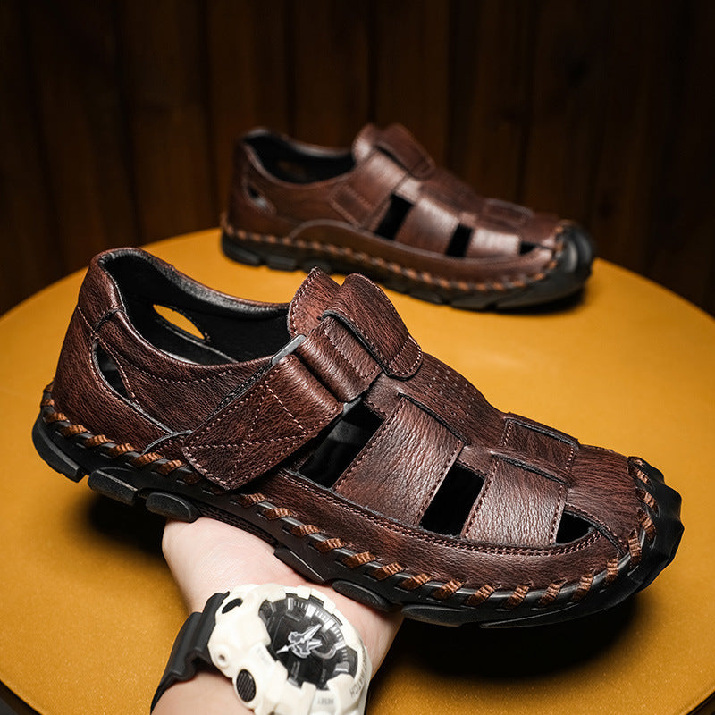 Outdoor Fashion Cattlehide Leather Sandals Men's Plus Size