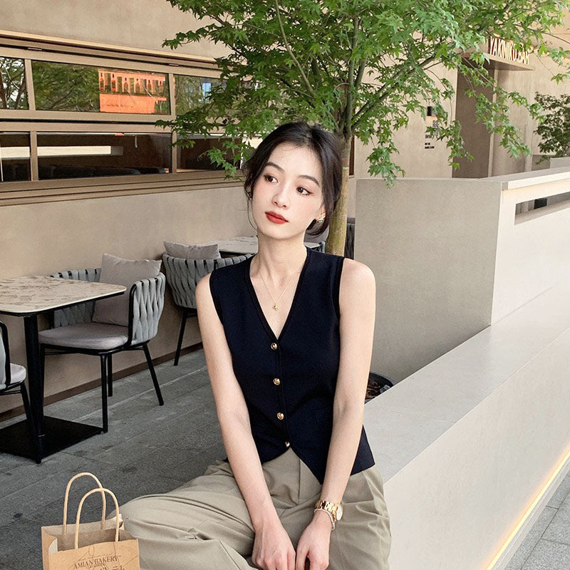 Summer New Women's Clothing Casual V-neck Suit Vest