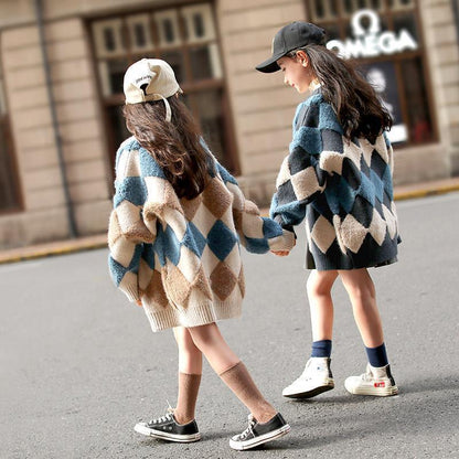 Girls' knitted cardigan new spring and autumn clothing