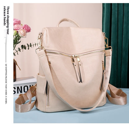 Women's Fashion Solid Color Pu Backpack