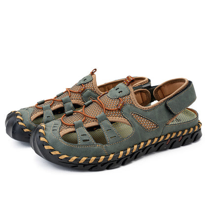 Genuine Leather Men's Sandals Air-permeable Beachwear Summer Casual