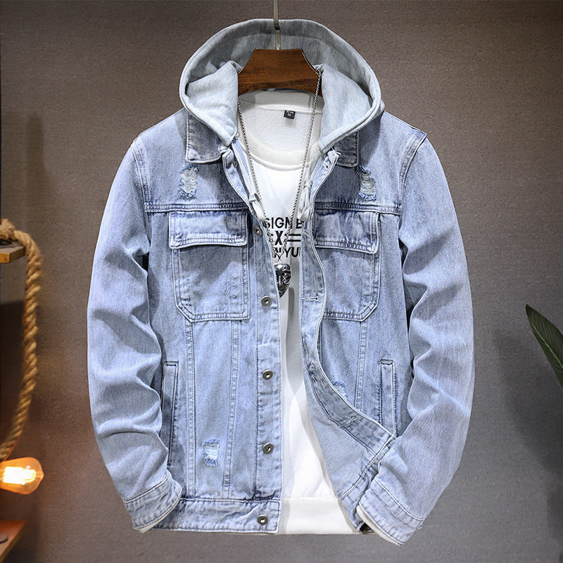 Men's Jacket Detachable Hooded Denim Jacket Men