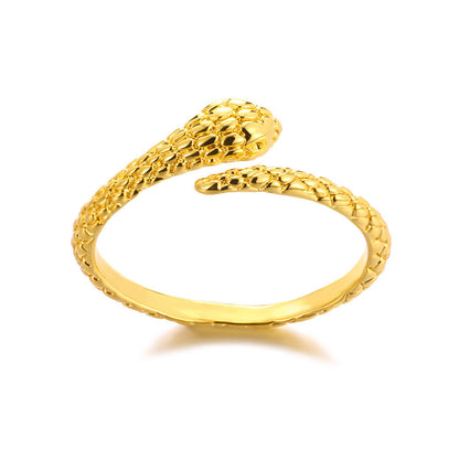 Titanium Steel No Fading 18K Gold Snake Ring