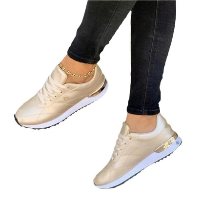 Women's Thick-soled Round Toe Lace-up Simple And Comfortable Sports Shoes