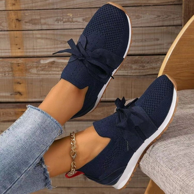 Women's Comfortable Fly Woven Mesh Lace-up Casual Shoes