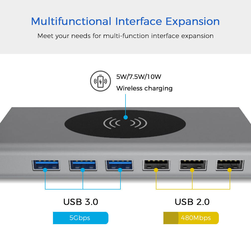 15-in-1 type-c docking station 10w wireless charging