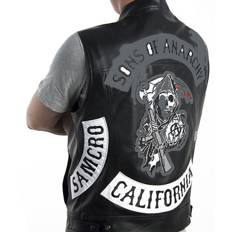 Men's Casual Vest Motorcycle Waistcoat With Pattern