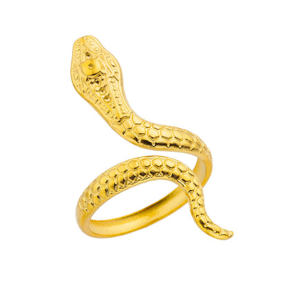 Titanium Steel No Fading 18K Gold Snake Ring