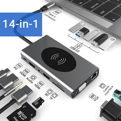 15-in-1 type-c docking station 10w wireless charging