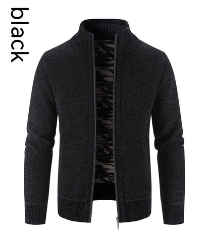 Men's Jacket Knitwear Autumn And Winter Fleece Lined Padded Warm Keeping Cardigan