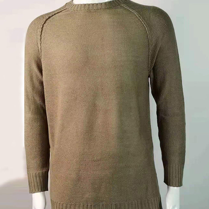 Men's Shirt Solid Color Round Neck Knitted Sweater