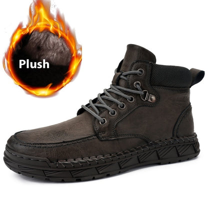 Winter Men's Boots Leisure Plus Size Fleece-lined Platform Casual Shoes Gaobang