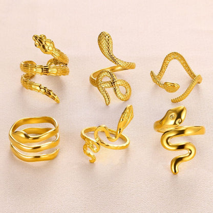 Titanium Steel No Fading 18K Gold Snake Ring