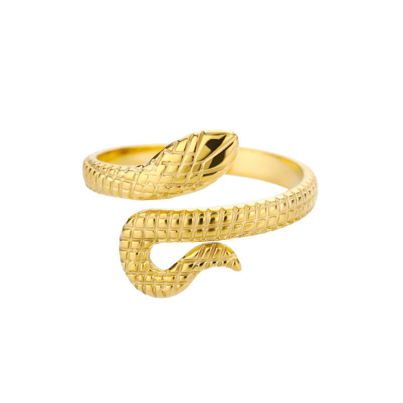 Titanium Steel No Fading 18K Gold Snake Ring