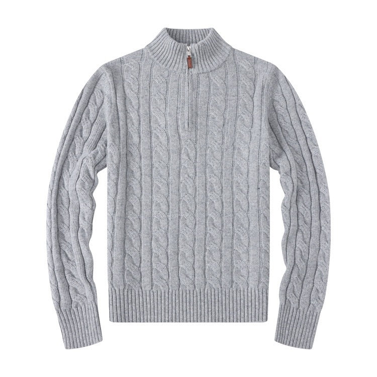 Men's Half-height Zip Twist Knit Bottoming Shirt