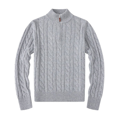 Men's Half-height Zip Twist Knit Bottoming Shirt