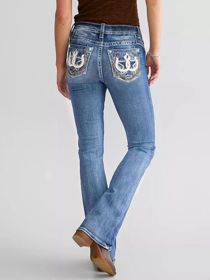 Women's Jeans Fashion Slim Embroidery