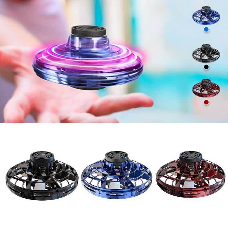 Mini Fingertip Gyro Interactive Decompression Toy Drone LED UFO Type Flying Helicopter Spinner Toy Kids