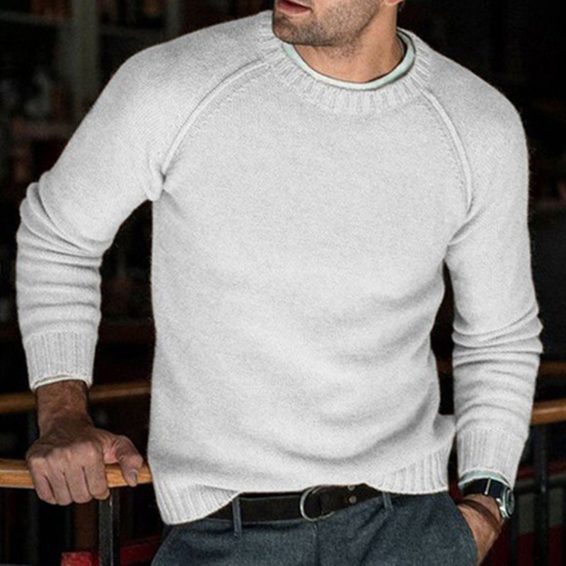 Men's Shirt Solid Color Round Neck Knitted Sweater