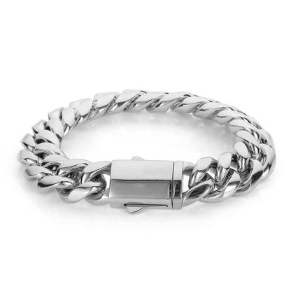 Male European And American Spring Buckle Stainless Steel Cuban Bracelet